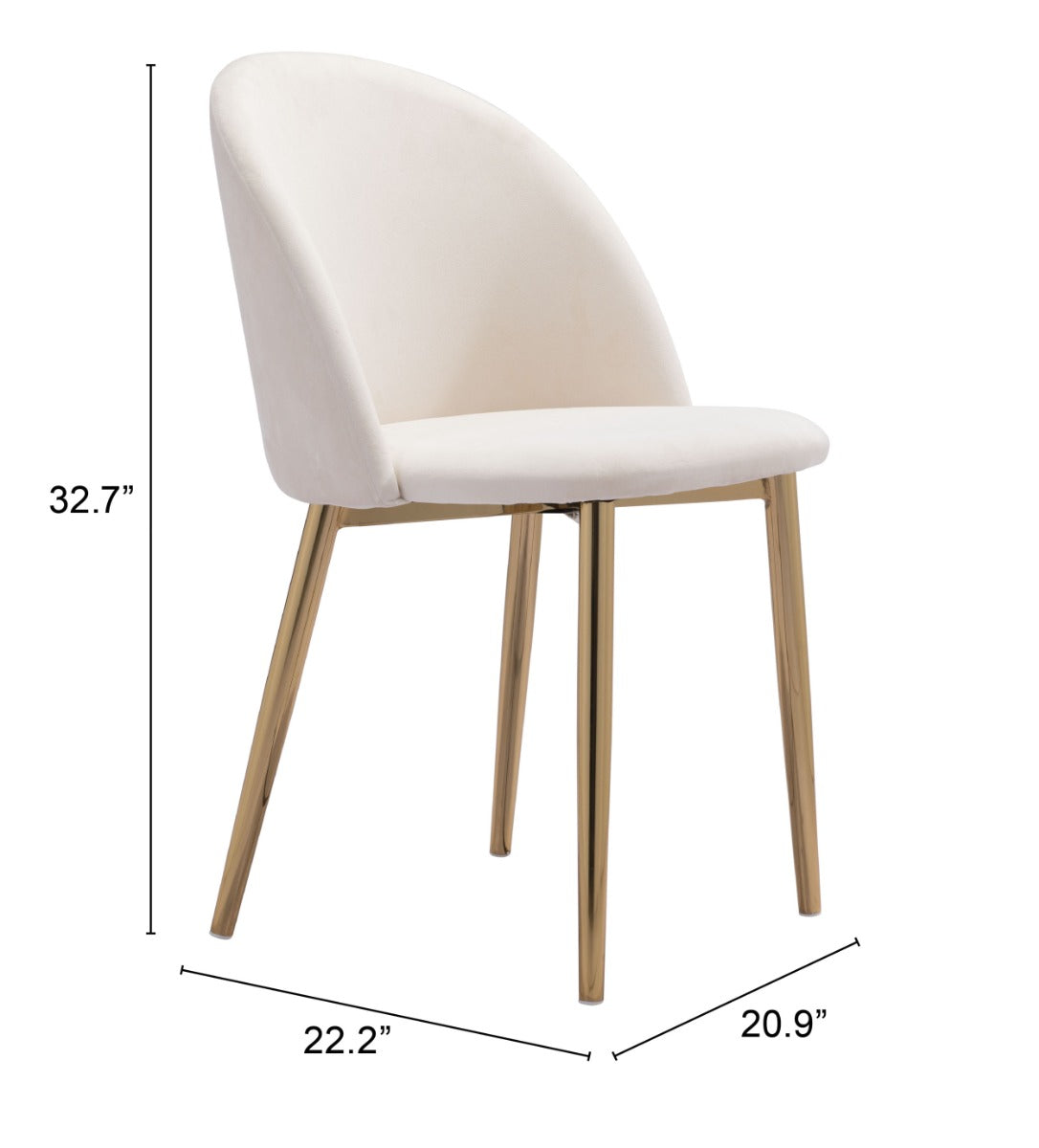 Cozy Dining Chair Cream & Gold (Set of 2)