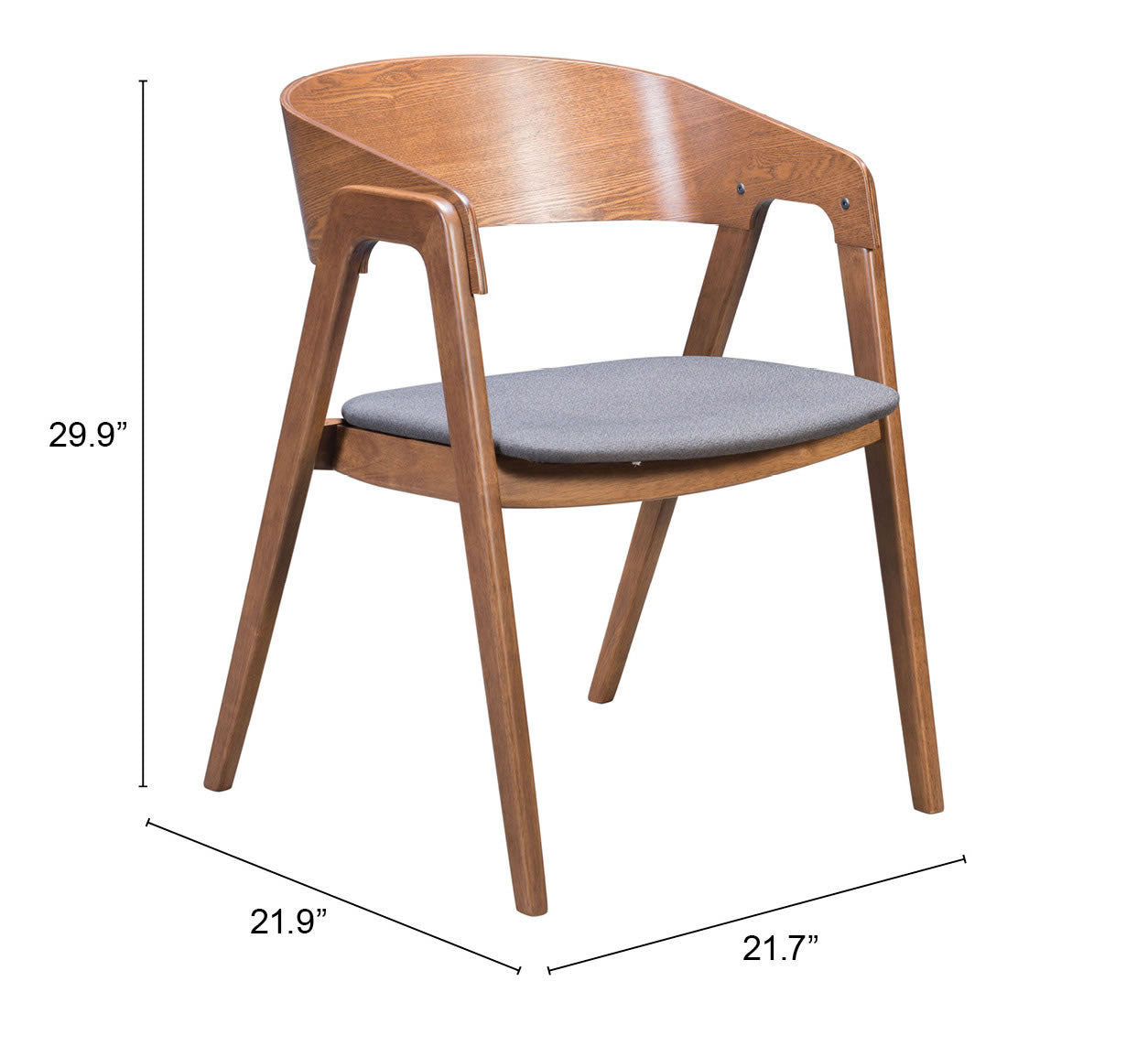 Alden Dining Arm Chair Walnut & Dark Gray (Set of 2)