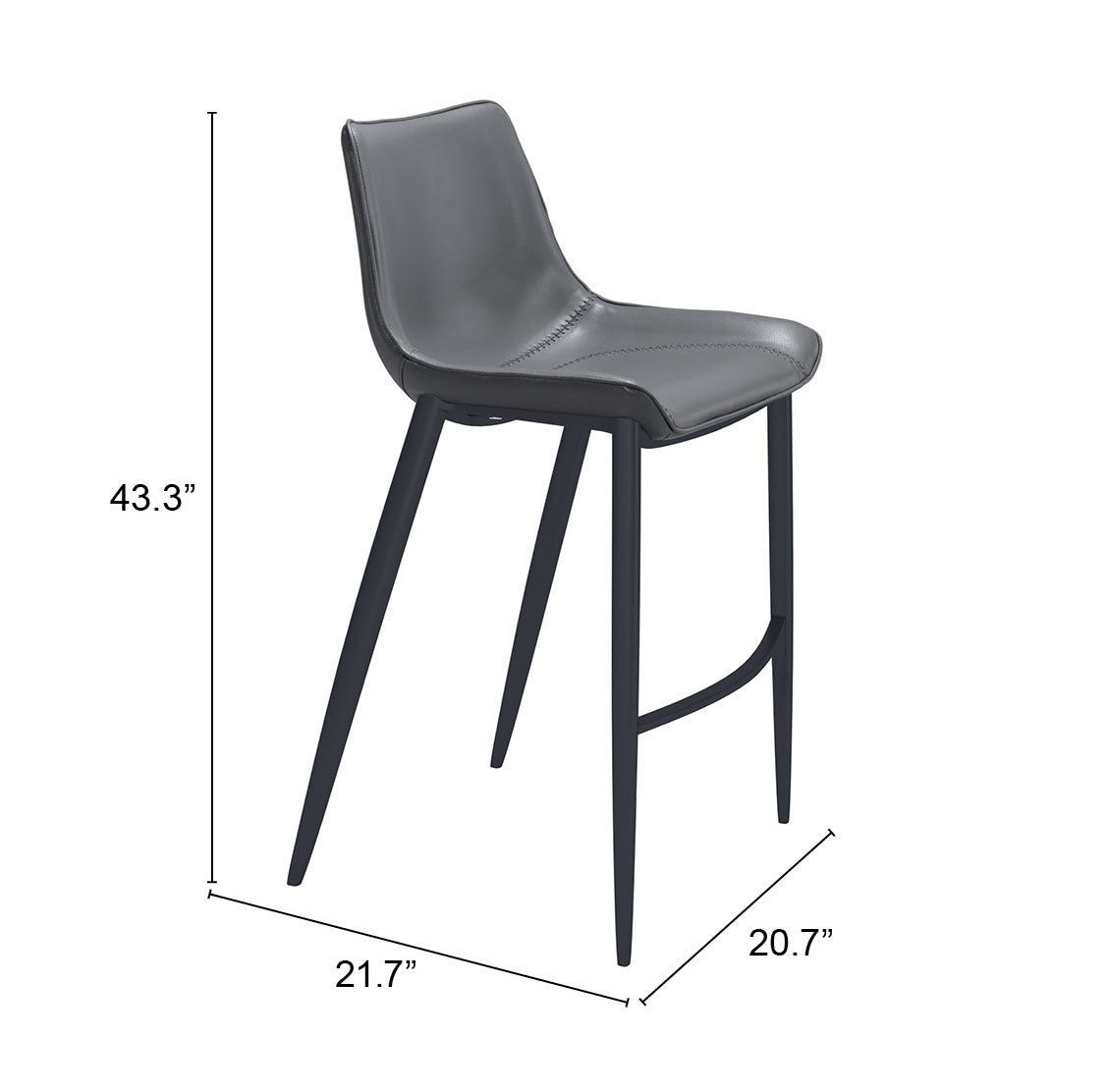 Magnus Barstool Dark Gray & Black (Set of 2)
