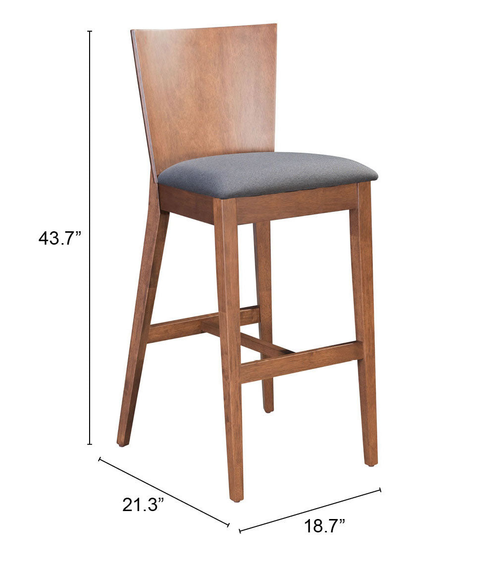 Ambrose Barstool Walnut & Dark Gray (Set of 2)