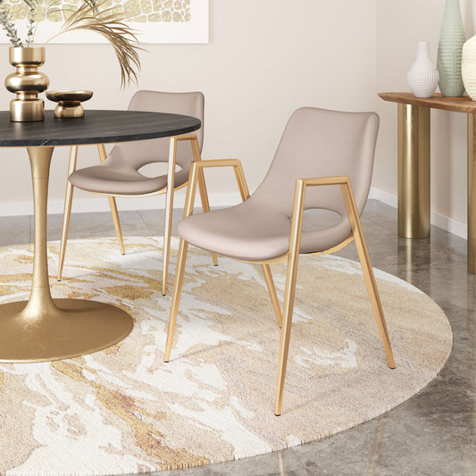 Desi Dining Chair Beige & Gold (Set of 2)