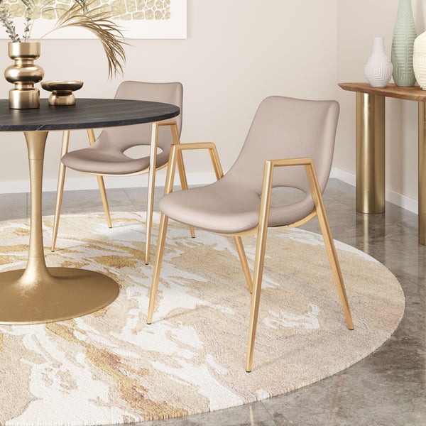 Desi Dining Chair Beige & Gold (Set of 2)
