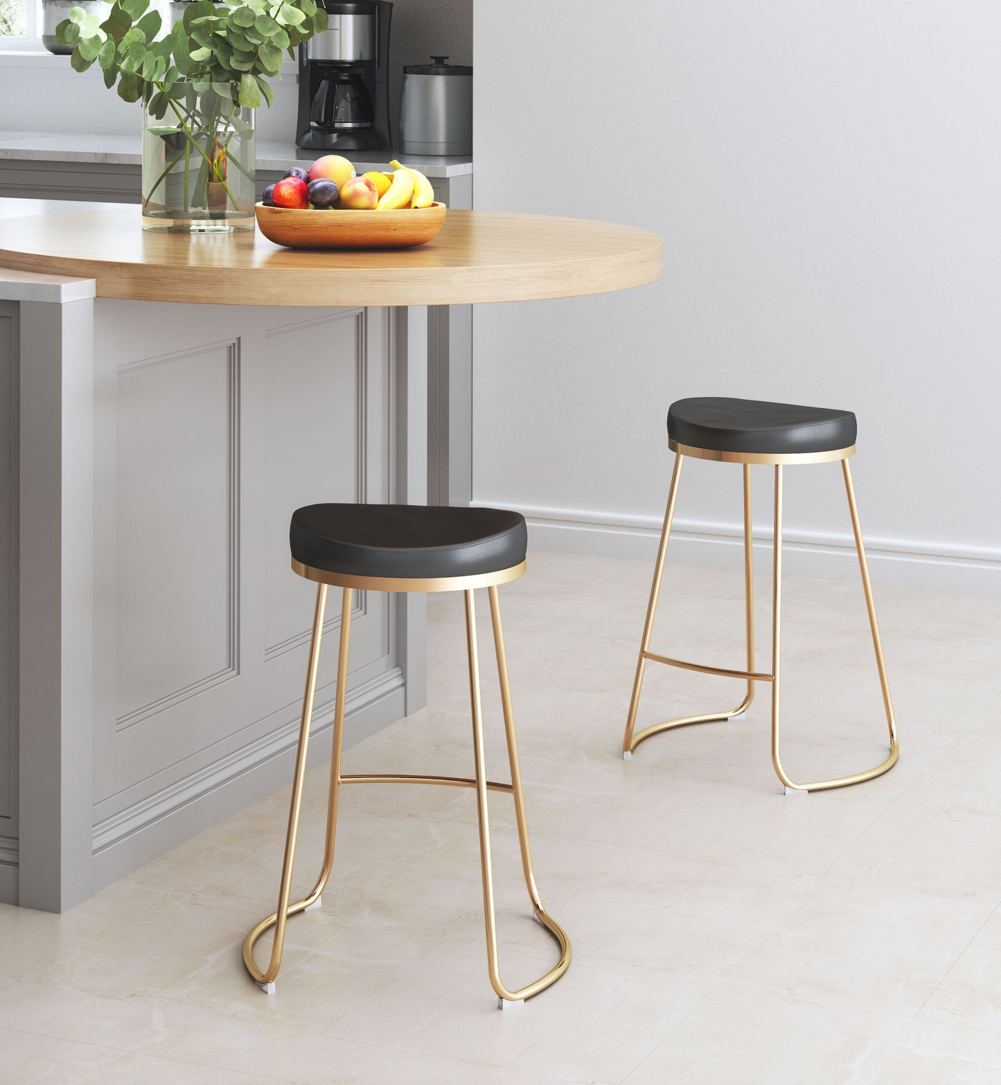 Bree Counter Stool Black & Gold (Set of 2)