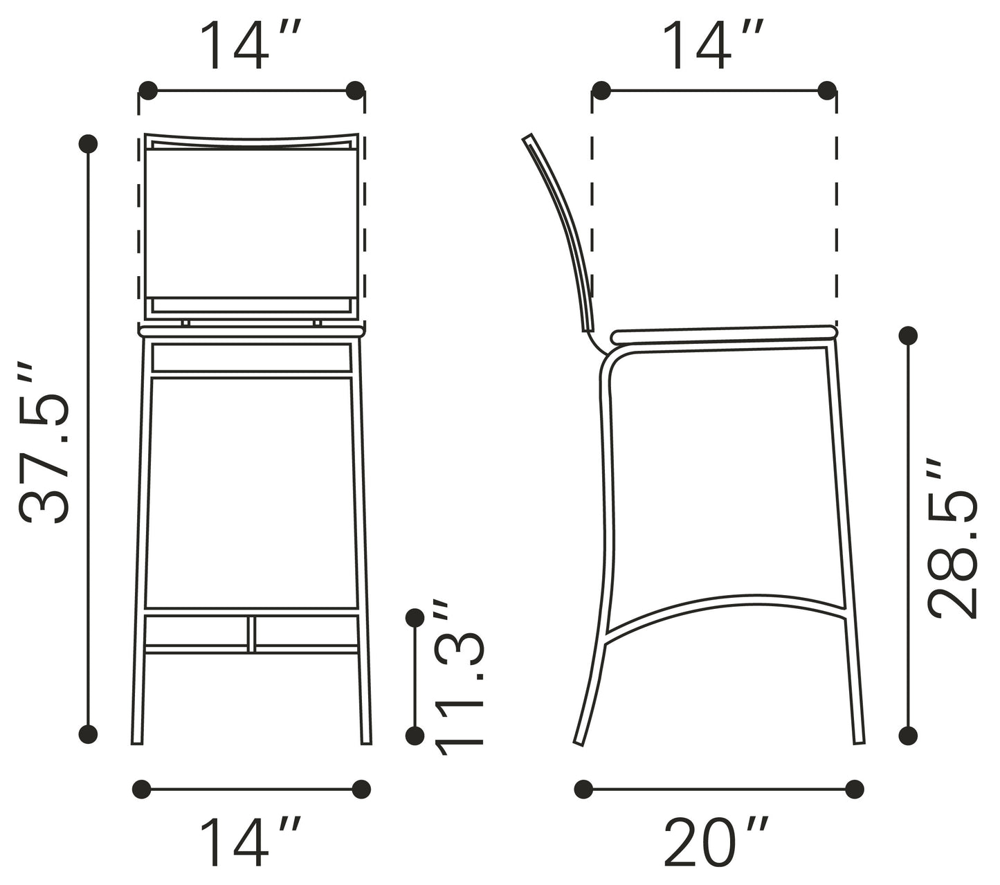 Soar Barstool Black (Set of 2)