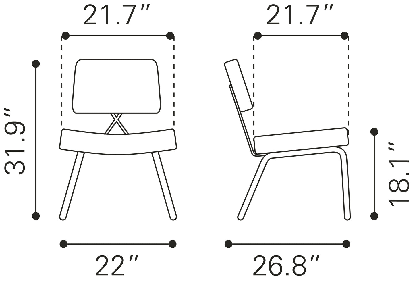 Nicole Dining Chair Green & Gold (Set of 2)