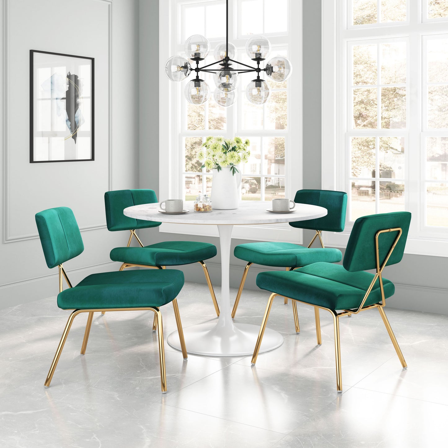 Nicole Dining Chair Green & Gold (Set of 2)